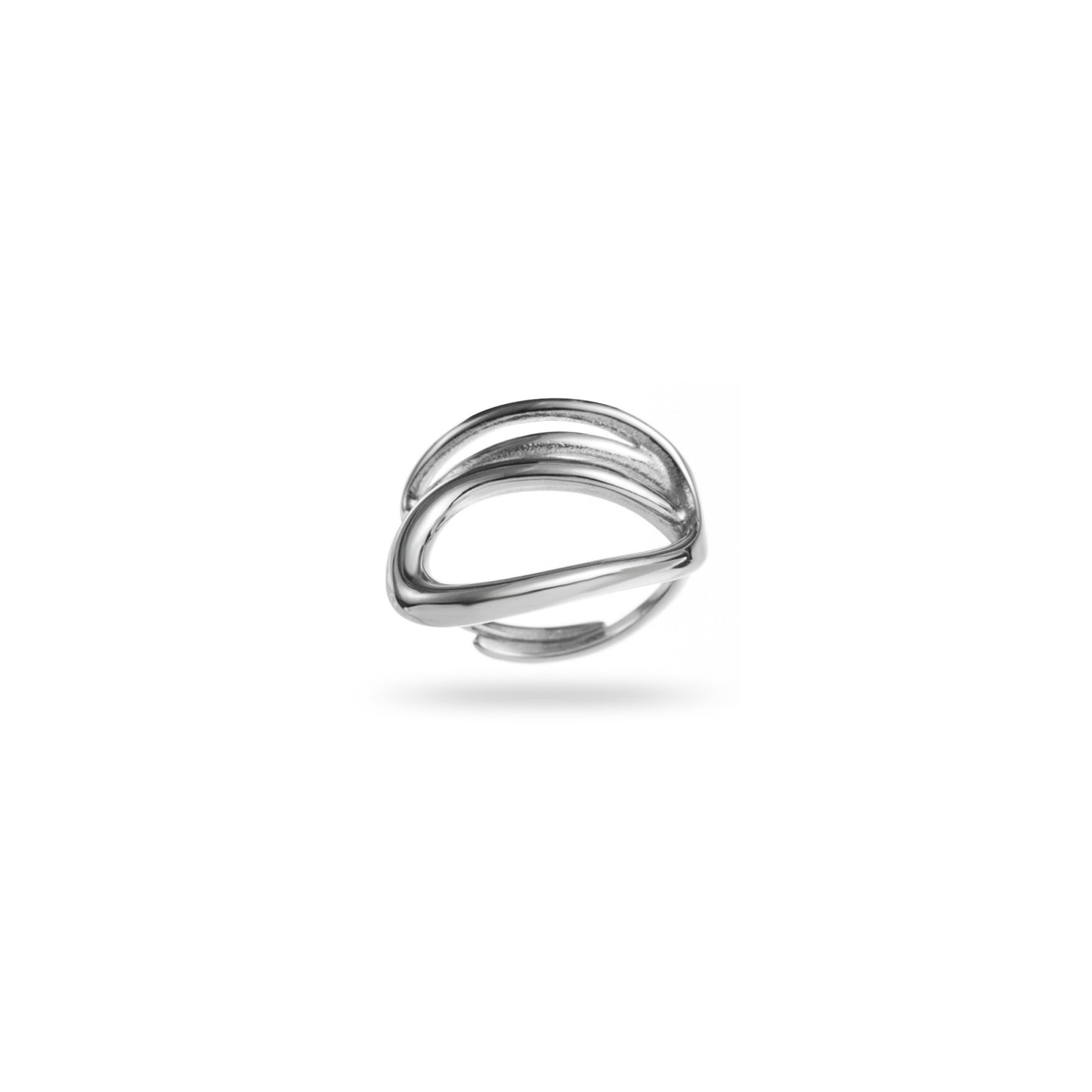 Bague ajustable en acier inoxydable - Ondine - argent