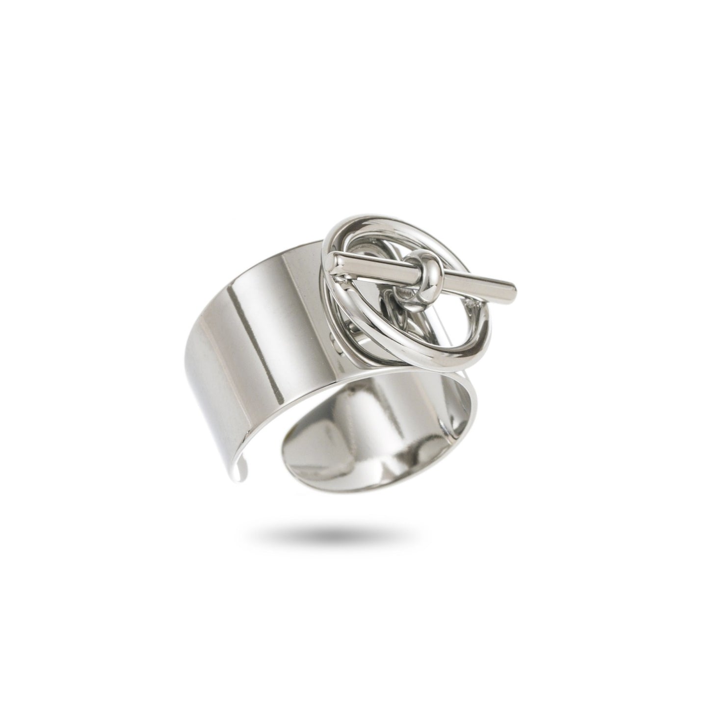 Bague ajustable en acier inoxydable - Jonc Fermoir Cabillot - argent