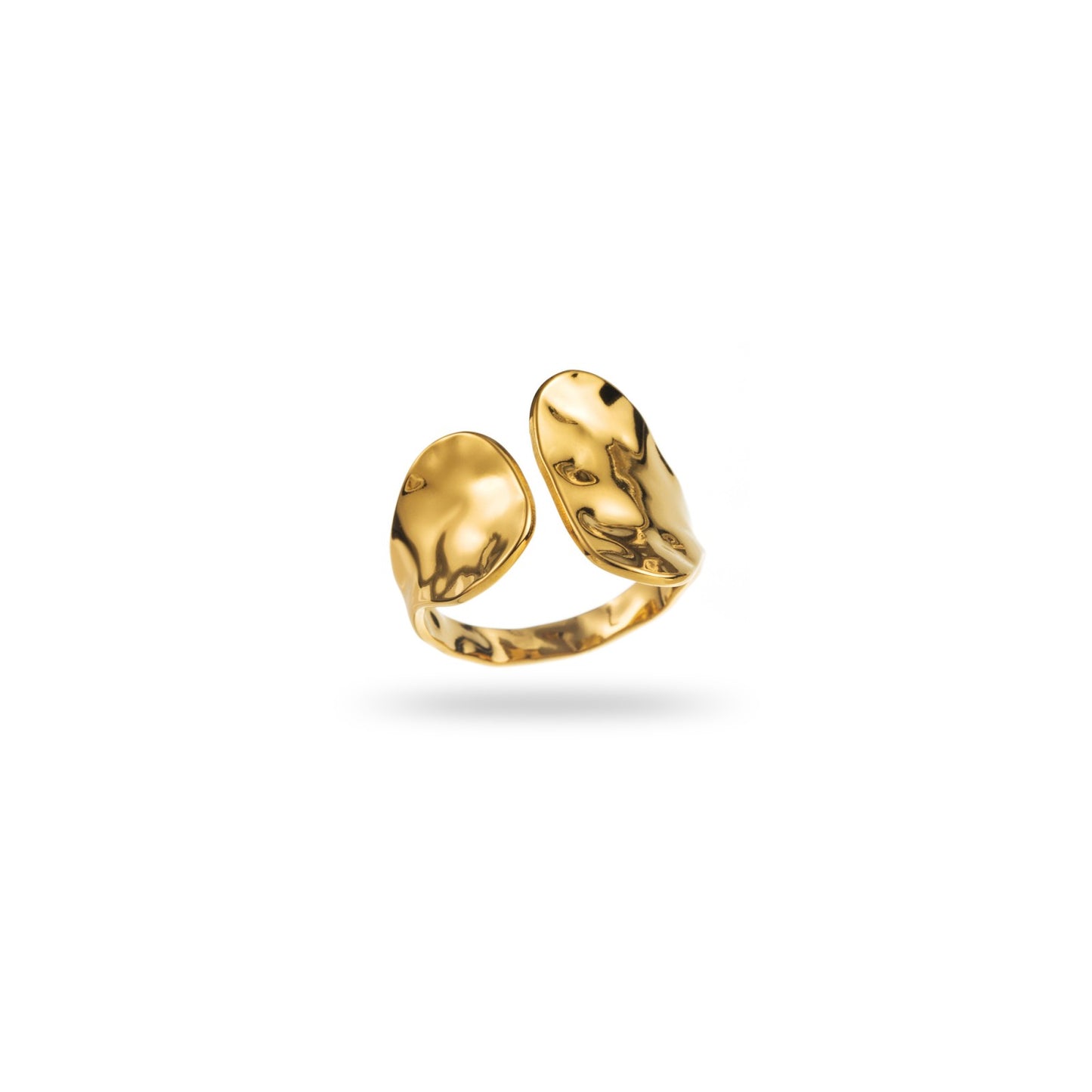 Bague ajustable en acier inoxydable - Martelée - or