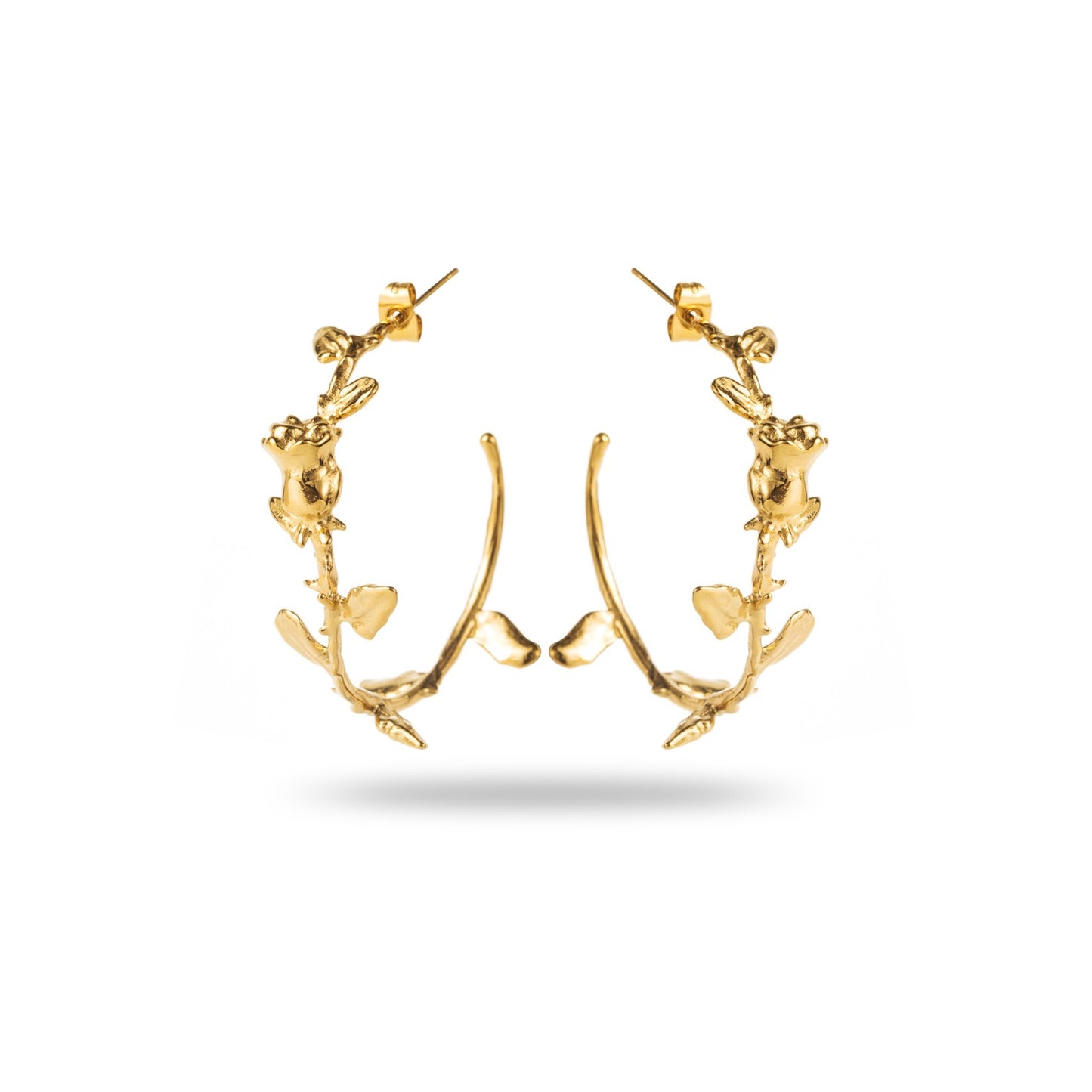 Boucles d'Oreilles en acier inoxydable - Créoles La Rose - or