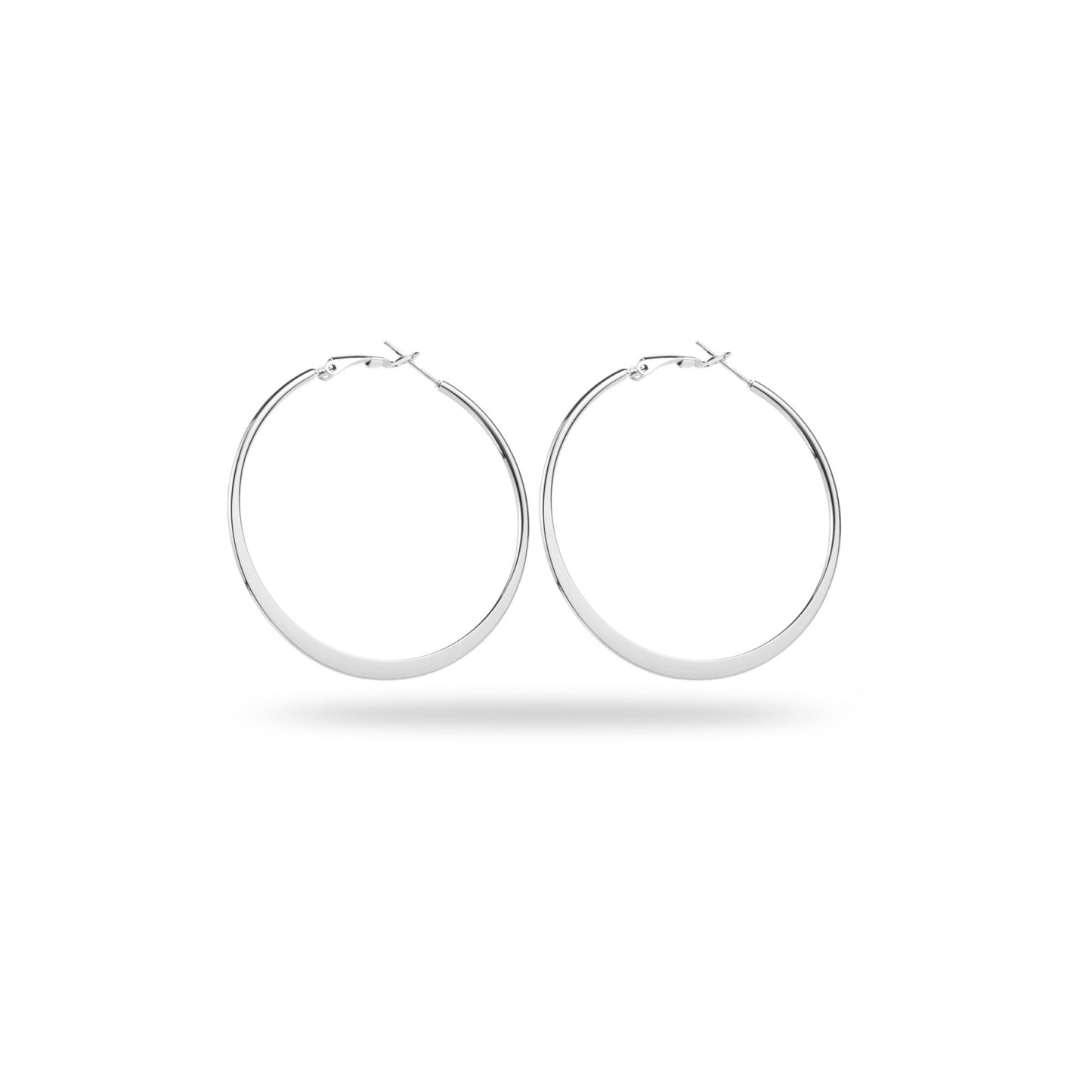 Boucles d'Oreilles en acier inoxydable - Créoles Fines 50mm - argent