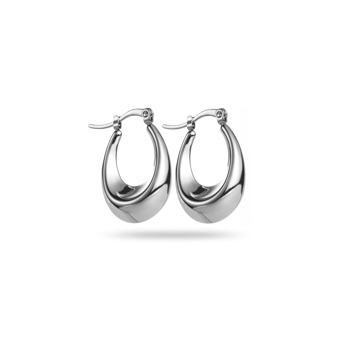 Boucles d'Oreilles en acier inoxydable - Petites Créoles en Relief - argent