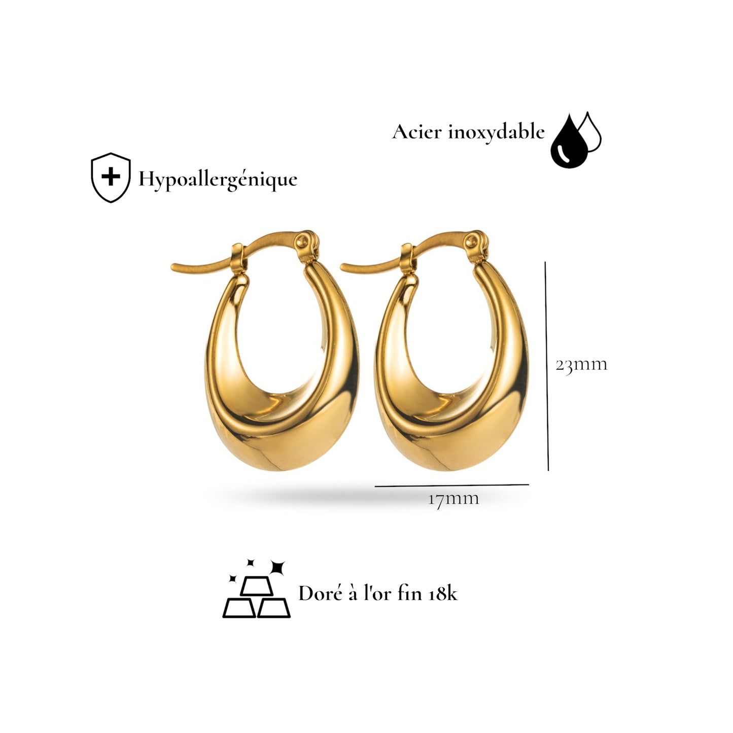 Boucles d'Oreilles - Petites Créoles en Relief