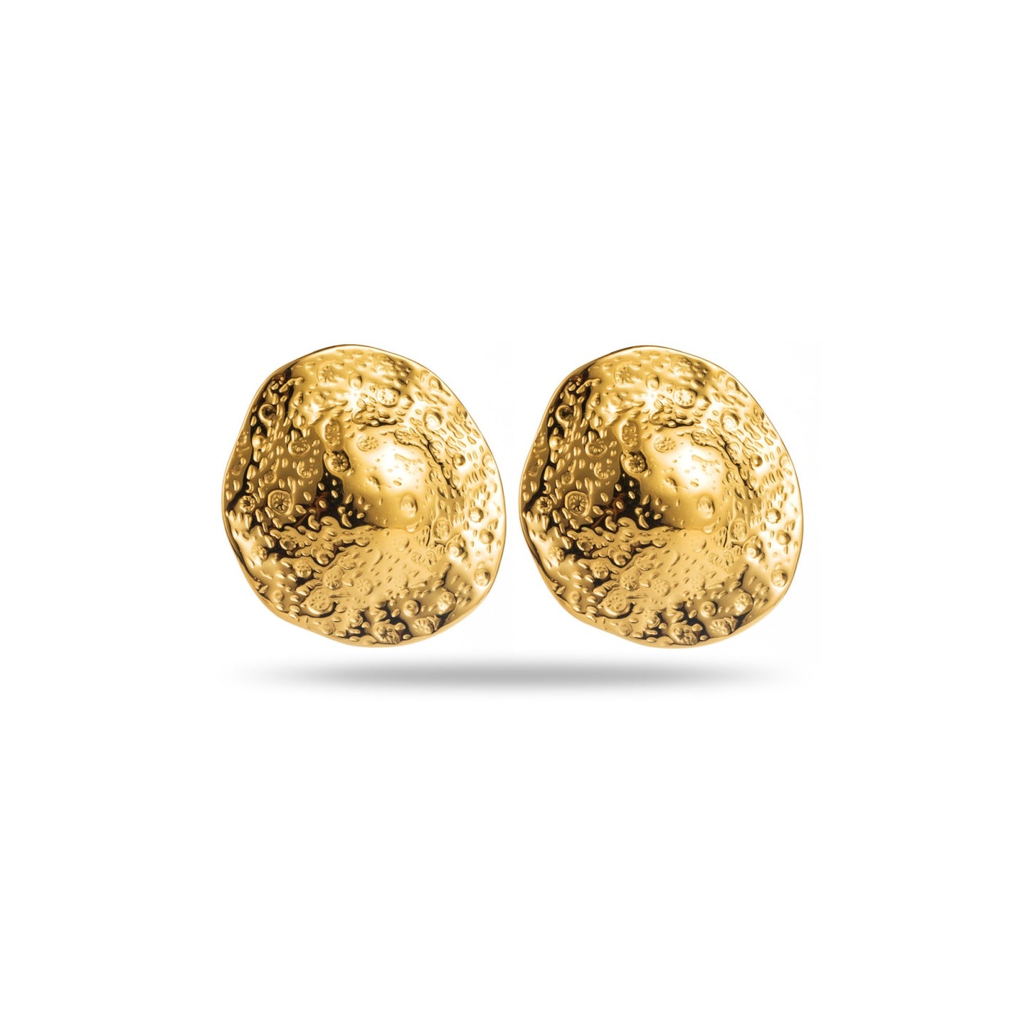 Boucles d'Oreilles en acier inoxydable - Martelées Rondes - or