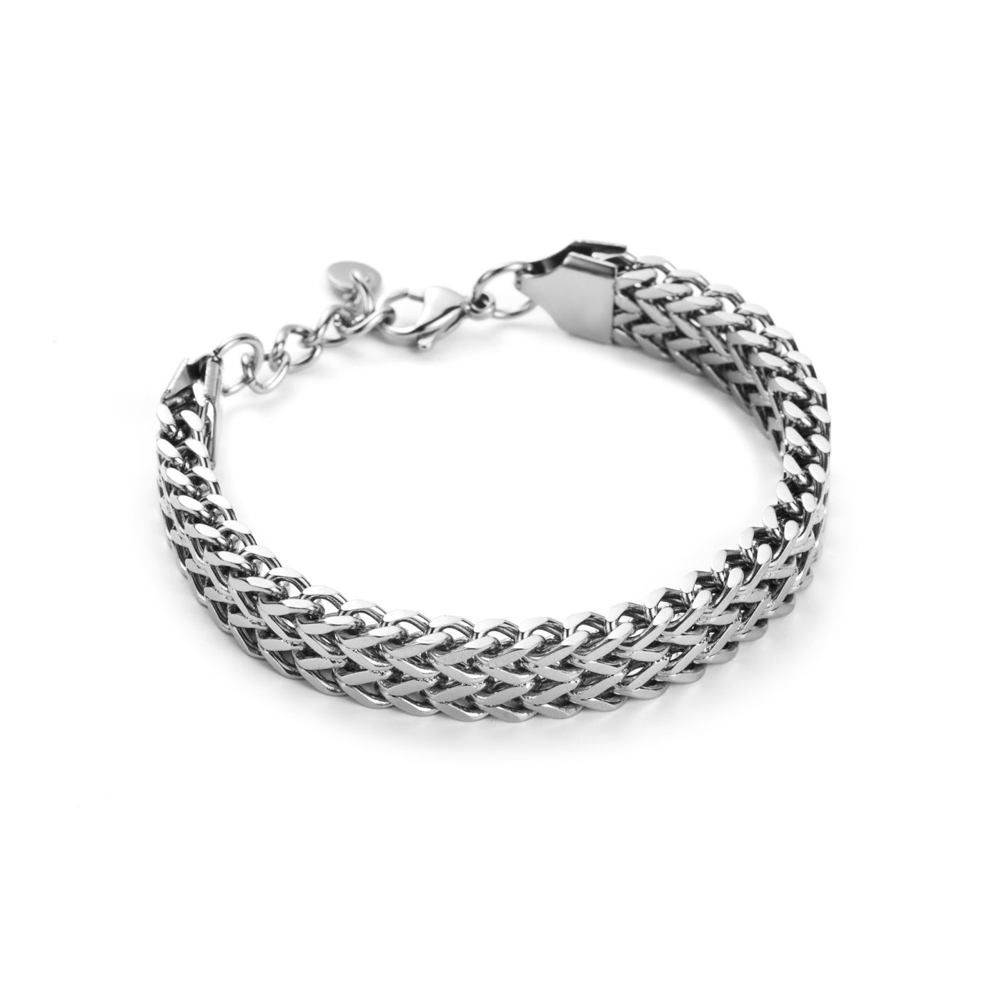 Bracelet ajustable en acier inoxydable - Double Maille Gourmette - argent