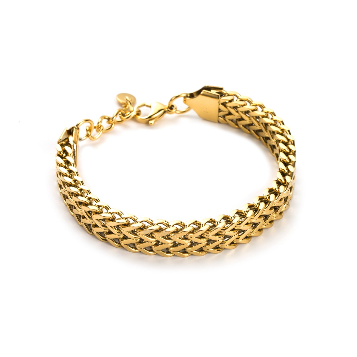 Bracelet ajustable en acier inoxydable - Double Maille Gourmette - or