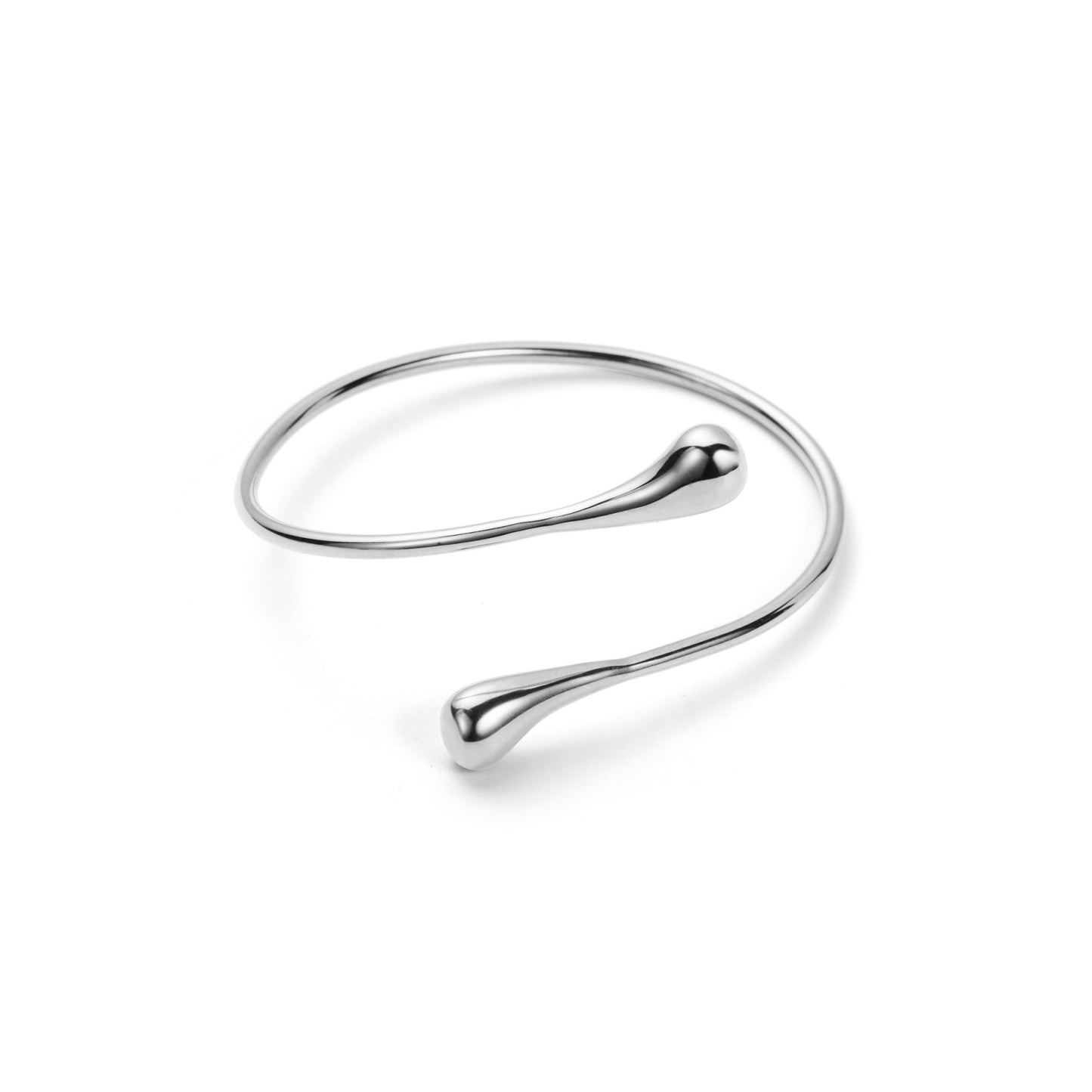 Bracelet jonc ajustable en acier inoxydable - Éclipse - argent