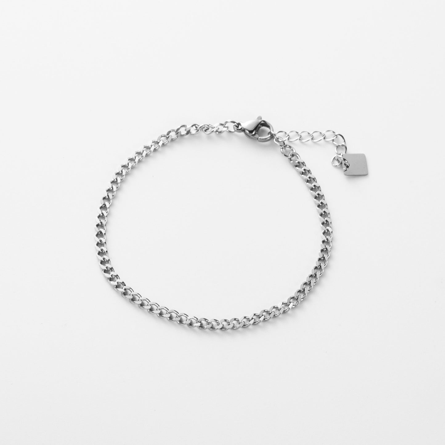 Bracelet ajustable en acier inoxydable - Maille Gourmette Fine - argent