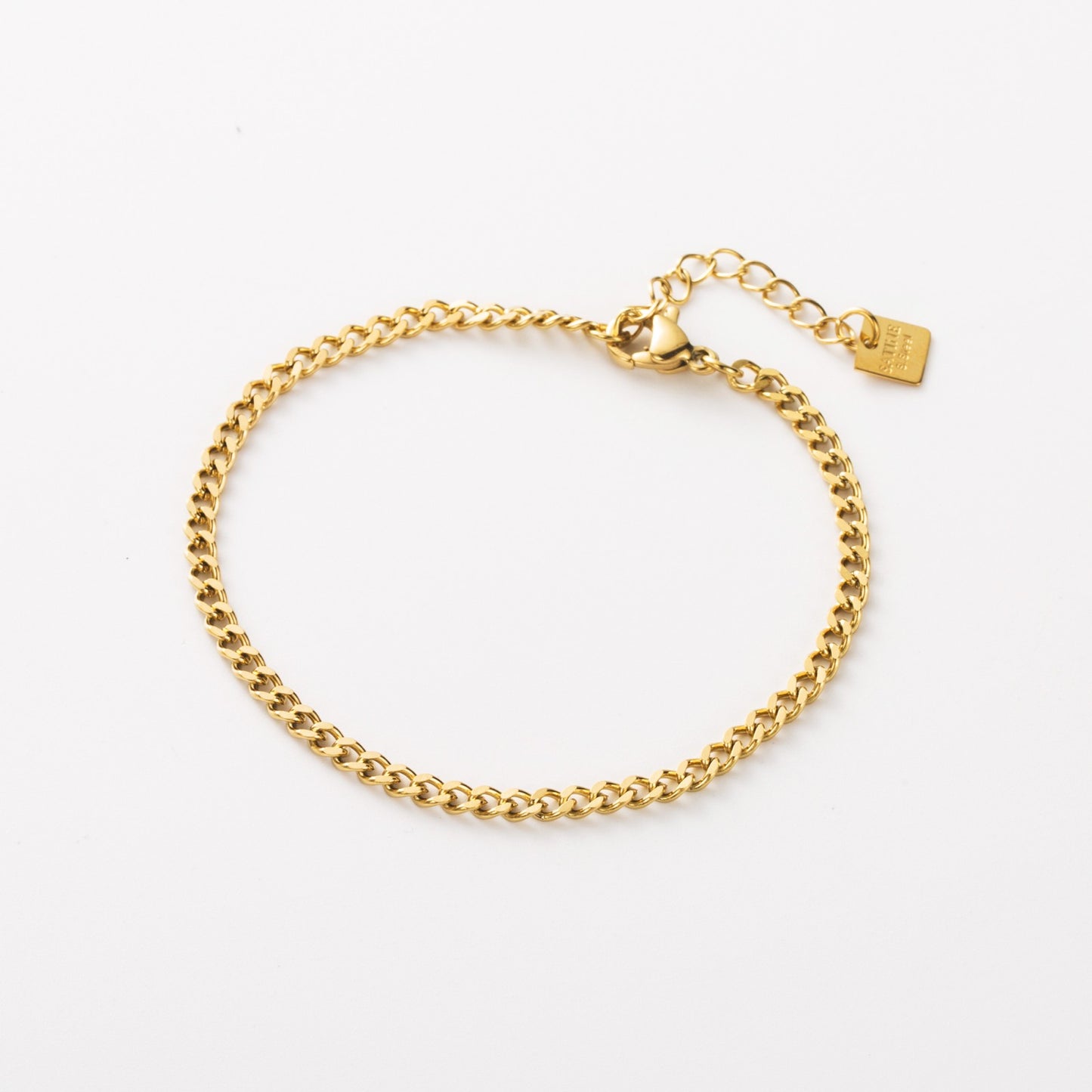 Bracelet ajustable en acier inoxydable - Maille Gourmette Fine - or