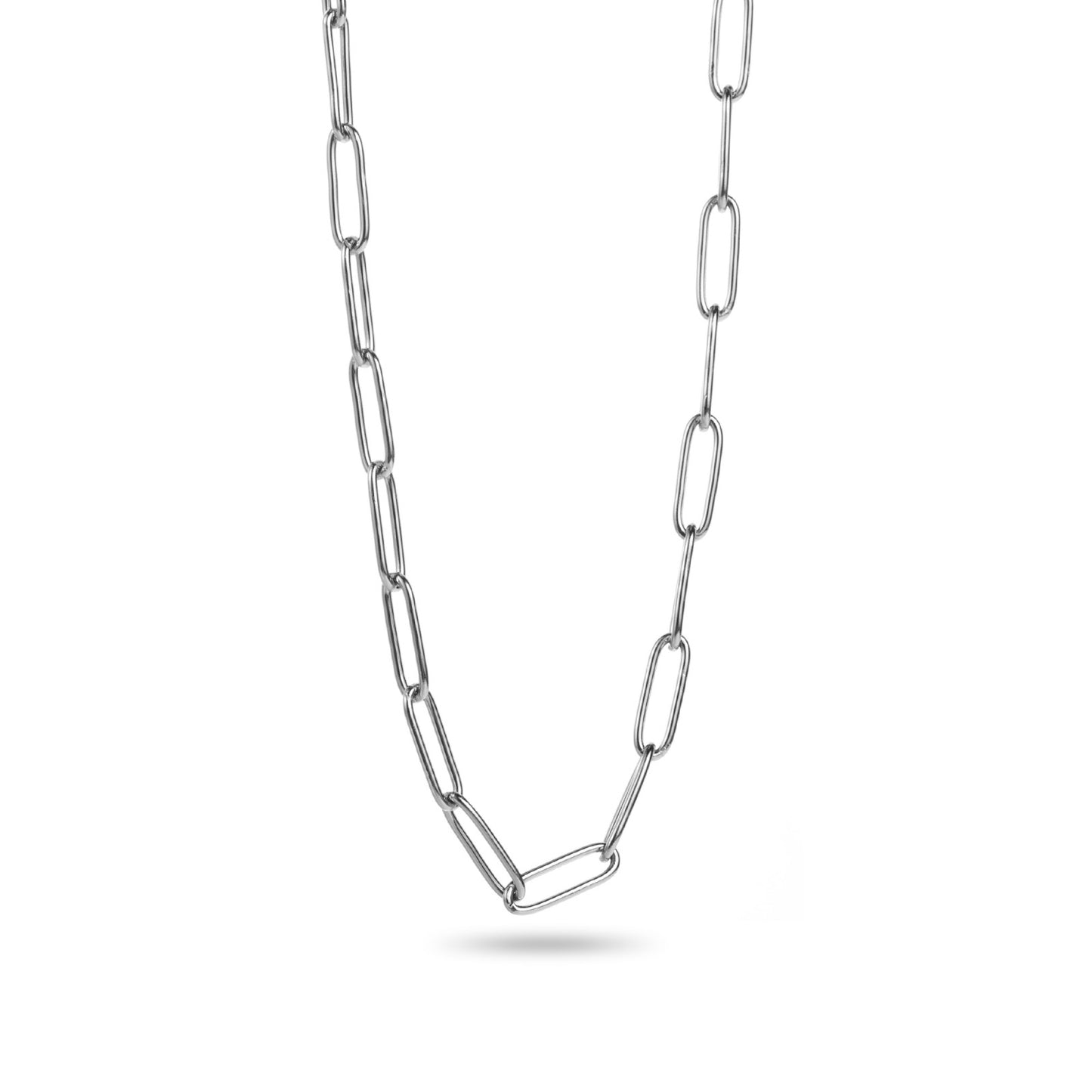 Collier ajustable en acier inoxydable - Maille Trombone - argent