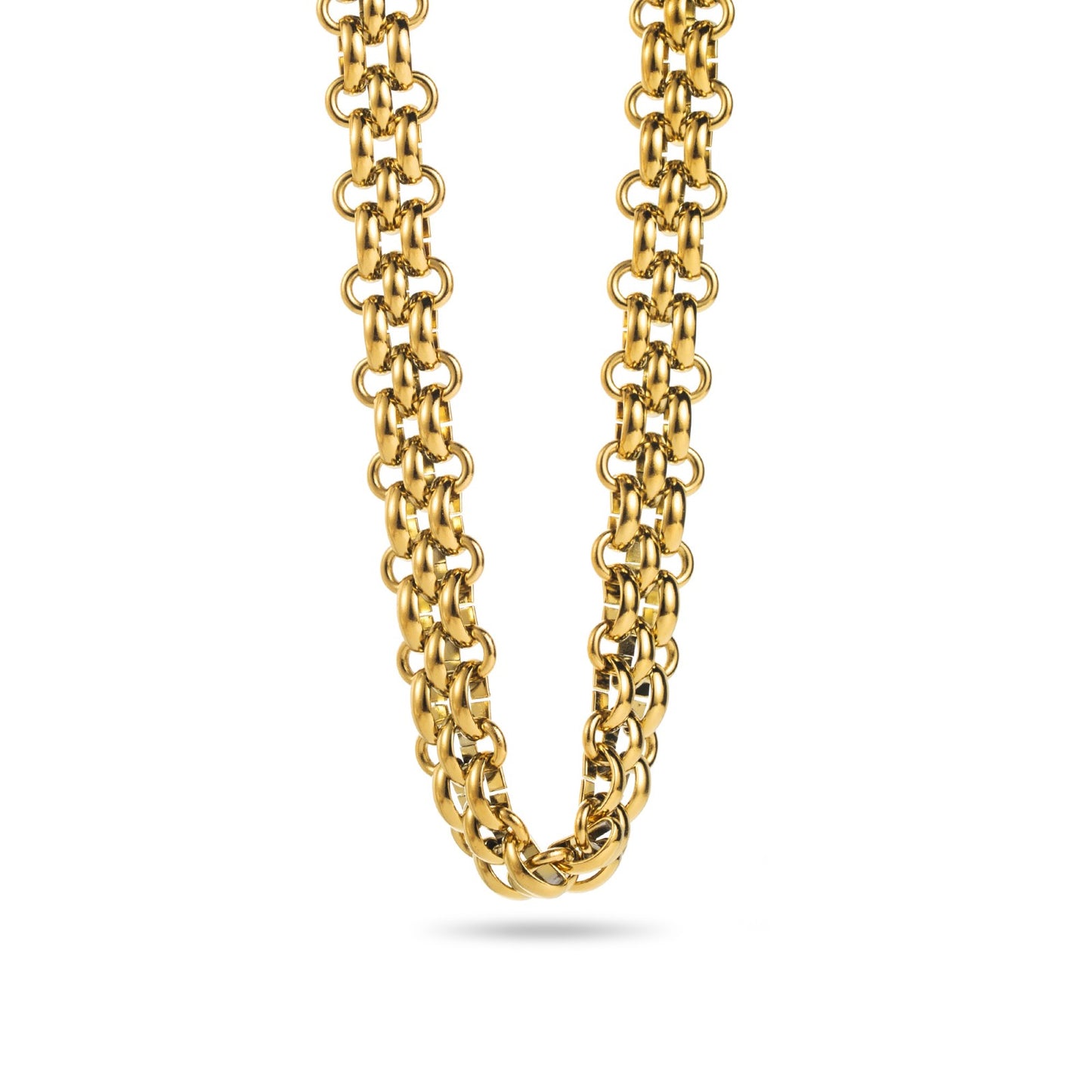 Collier Ras-du-Cou ajustable en acier inoxydable - Double Maille Croisée - or
