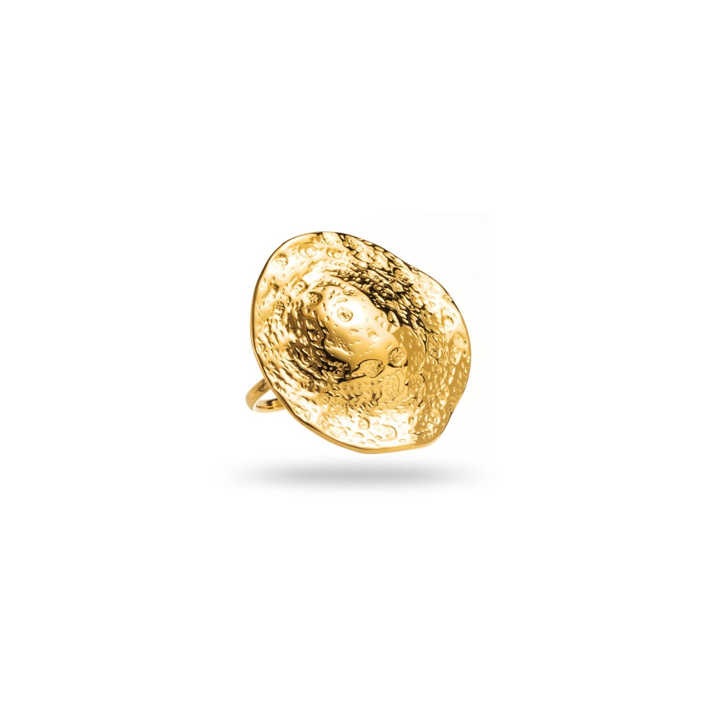Bague ajustable en acier inoxydable - Martelée ronde - or