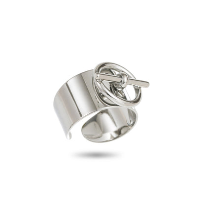 Bague ajustable en acier inoxydable - Jonc Fermoir Cabillot - argent