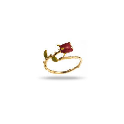 Bague ajustable en acier inoxydable - La Rose - or et couleur
