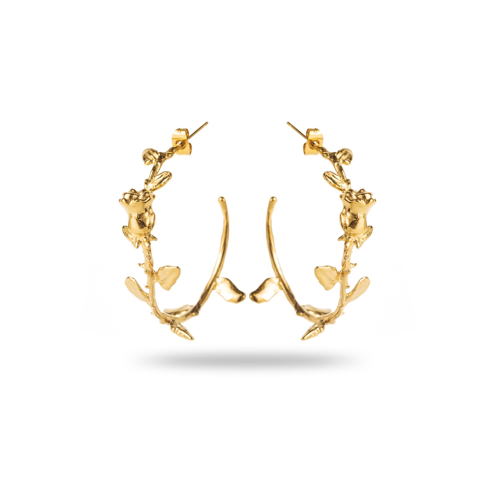 Boucles d'Oreilles en acier inoxydable - Créoles La Rose - or