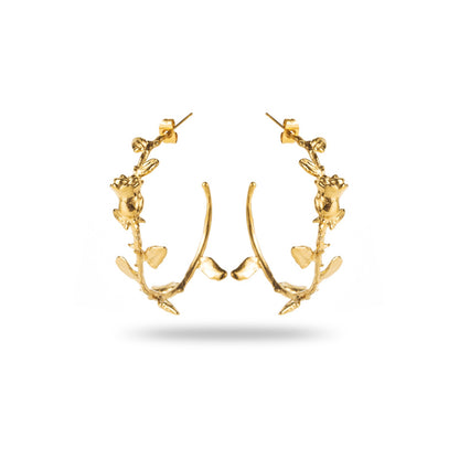 Boucles d'Oreilles en acier inoxydable - Créoles La Rose - or