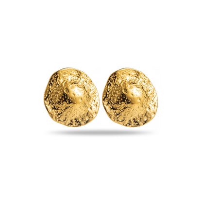 Boucles d'Oreilles en acier inoxydable - Martelées Rondes - or