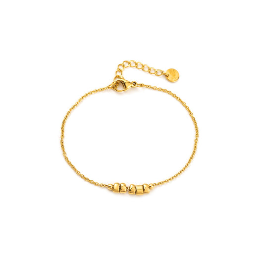 Bracelet ajustable en acier inoxydable - Chaine Ornée Minimaliste - or