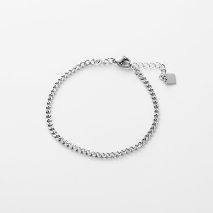Bracelet ajustable en acier inoxydable - Maille Gourmette Fine - argent
