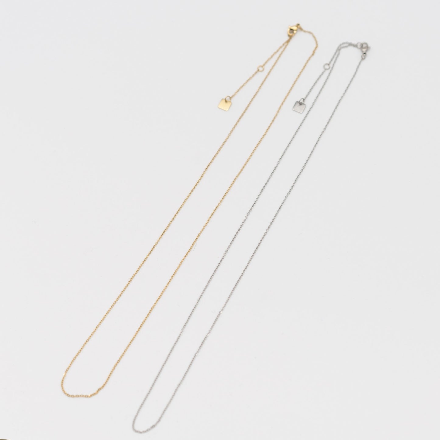 Collier Long ajustable en acier inoxydable - Maille Fine Classique - or et argent