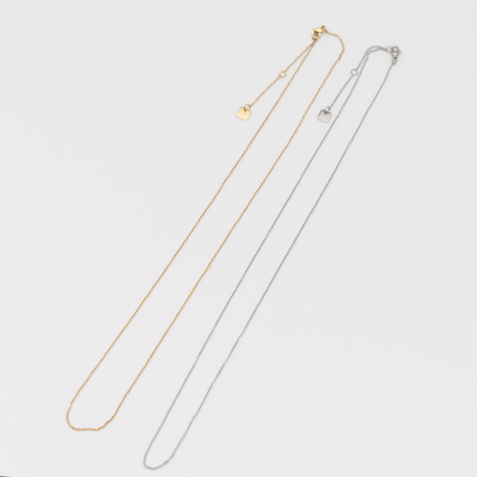 Collier Long ajustable en acier inoxydable - Maille Fine Classique - or et argent