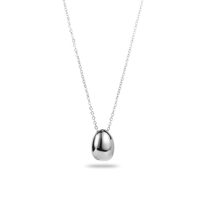 Collier ajustable en acier inoxydable - Pendentif Goutte - Pendentif ovale - argent
