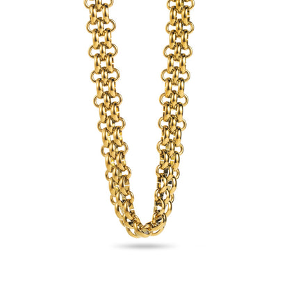 Collier Ras-du-Cou ajustable en acier inoxydable - Double Maille Croisée - or